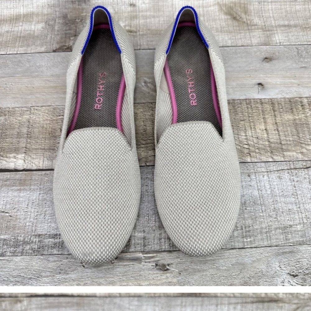 Rothys The Loafer Womens 10 US Linen Double Stitch Beige Comfort Slip On Flats